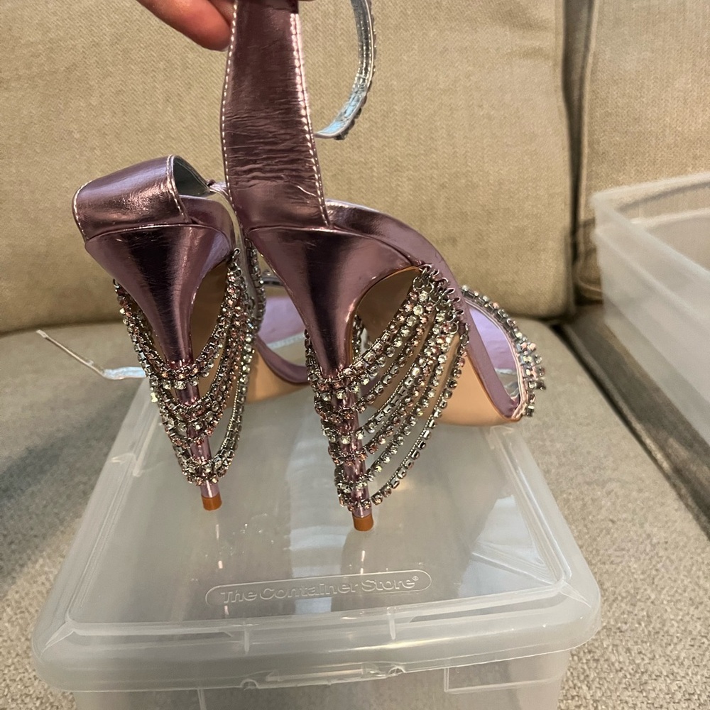 Glamorous Women's Strappy Heels - Metallic Pink - Picture 2 of 4